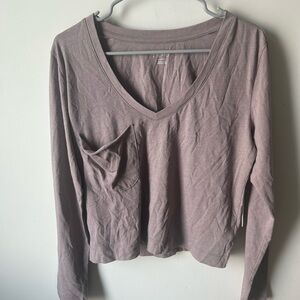 Z Supply Mauve Long Sleeve V-Neck Top